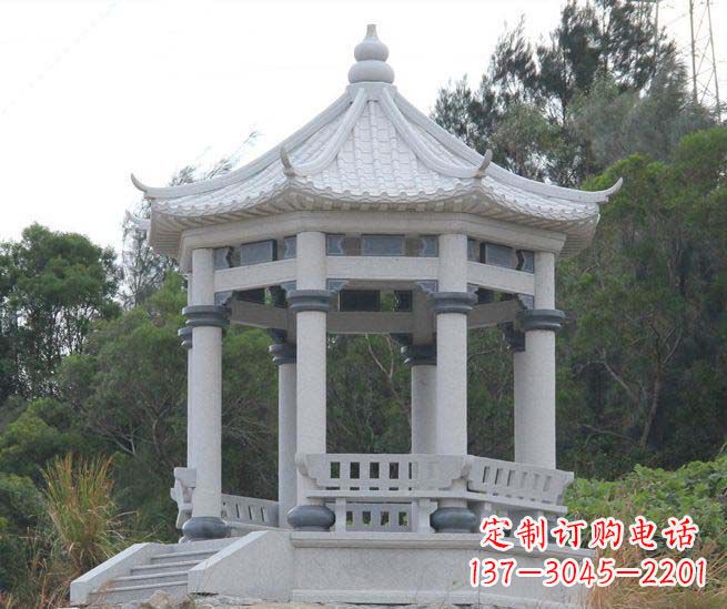 宁夏大理石六角石雕凉亭营造舒适环境的完美体现