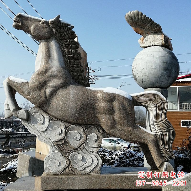 宁夏大理石马踏祥云雕塑