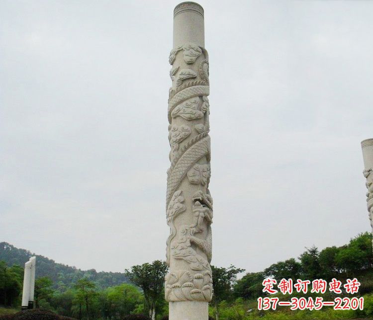 宁夏大理石盘龙柱雕塑
