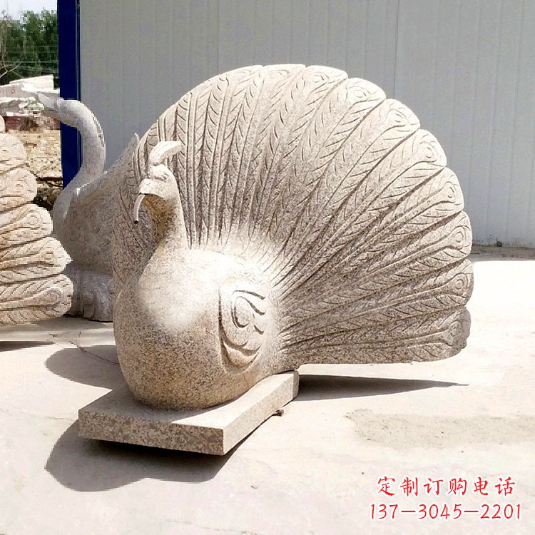 宁夏大理石喷水孔雀雕塑