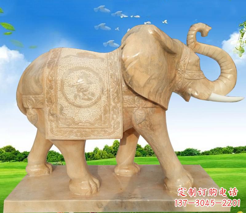 宁夏大理石喷水大象雕塑