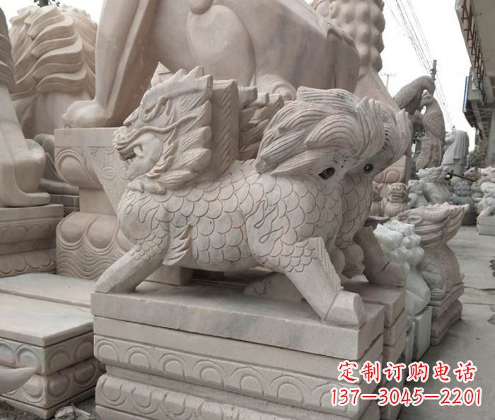 宁夏大理石麒麟古代神兽石雕