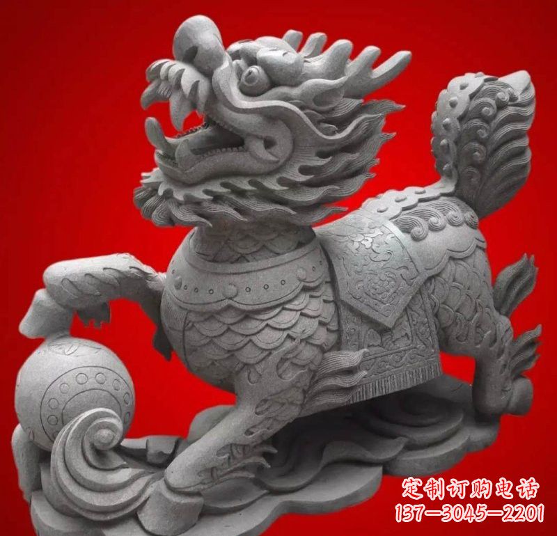 宁夏大理石企业小区门口麒麟雕塑