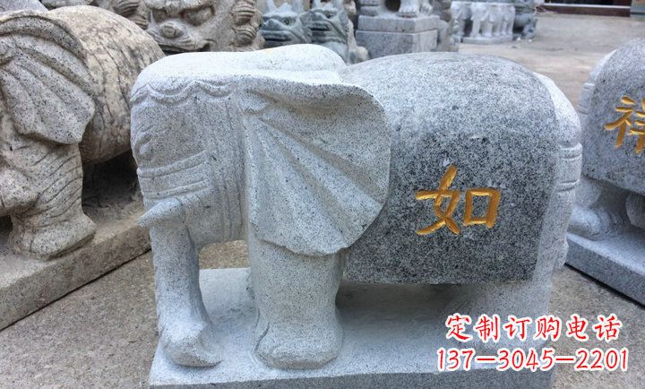 宁夏精美大理石石象雕塑
