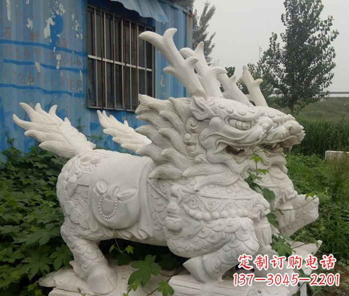 宁夏精美的大理石麒麟雕塑