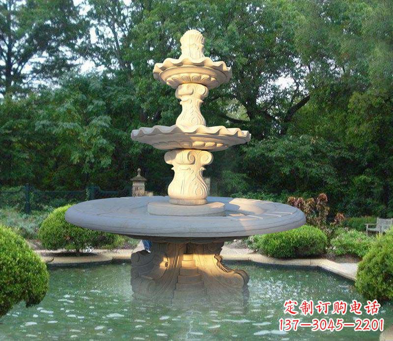 宁夏大理石三层喷泉雕塑
