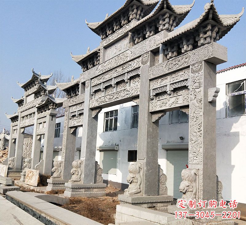 宁夏大理石石雕牌坊雕塑定制