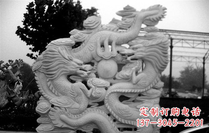 宁夏精美大理石双龙雕塑