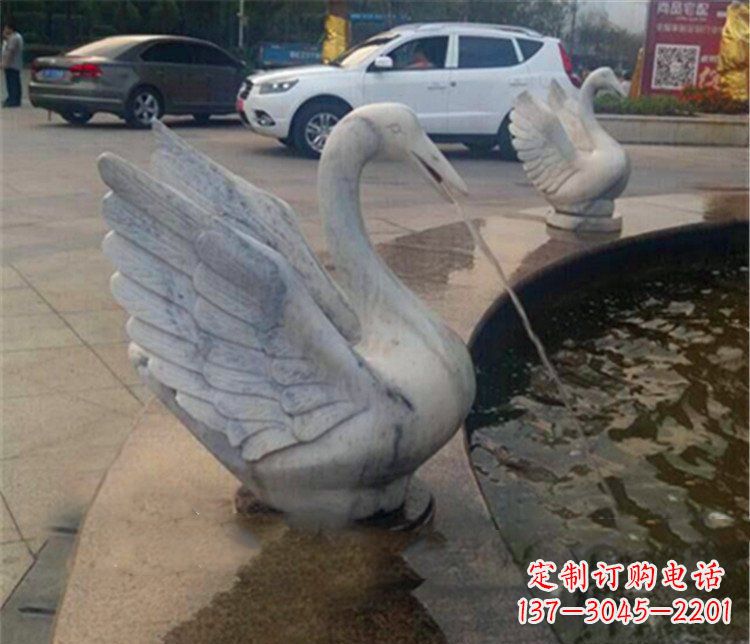 宁夏大理石天鹅喷泉石雕