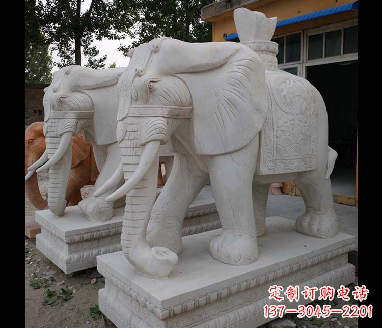 宁夏大理石大象雕塑,招财进宝