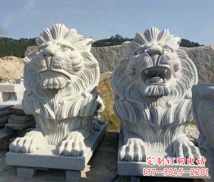 宁夏大理石西洋欧式石狮子雕塑