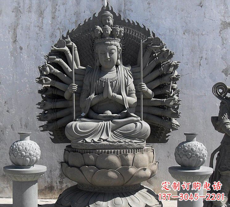 宁夏宗教庙宇千手观音大理石雕塑