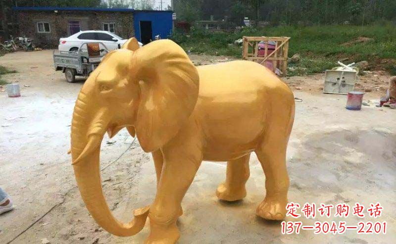 宁夏大象玻璃钢仿铜动物雕塑