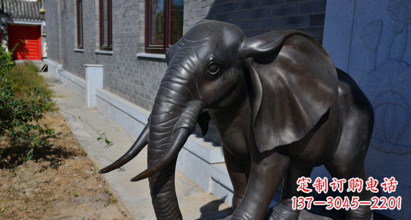 宁夏大象动物铜雕 (2)