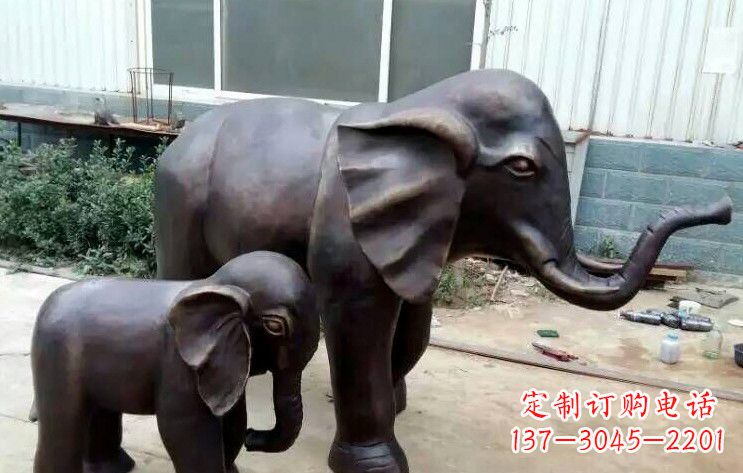 宁夏大象母子铜雕塑