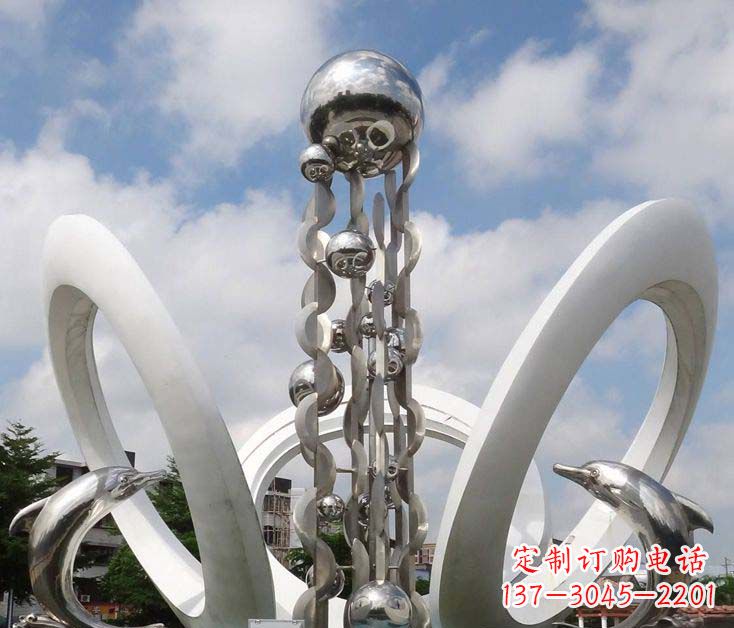 宁夏精致不锈钢海豚雕塑