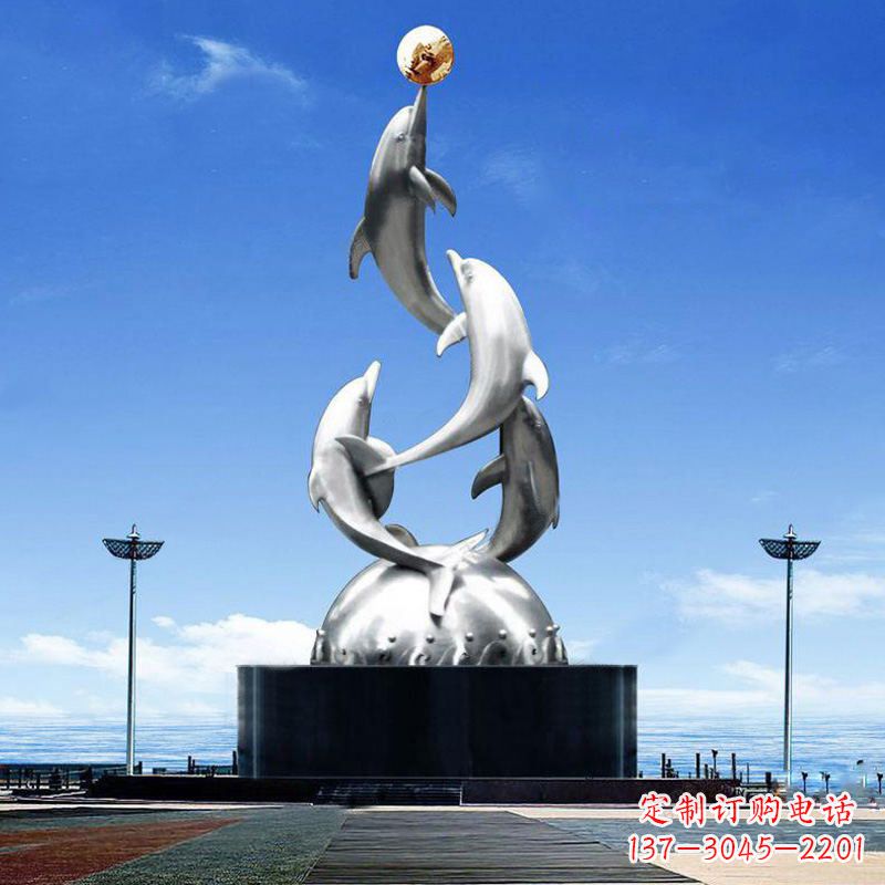 宁夏引领潮流的不锈钢海豚雕塑