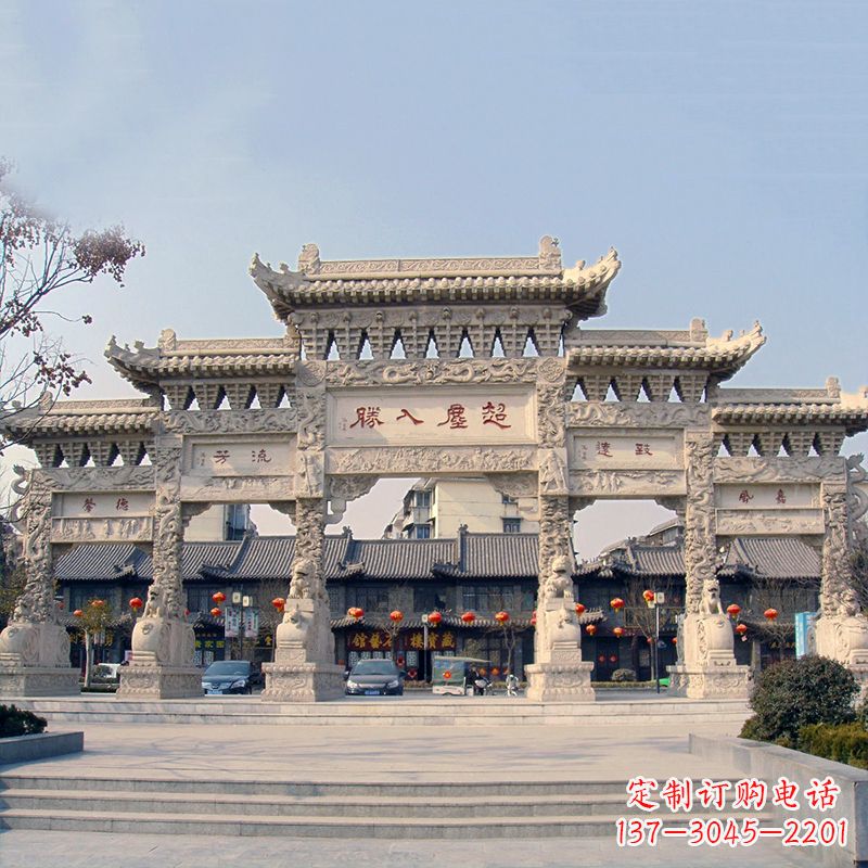 宁夏五门石雕牌坊雕塑——让城市更美丽
