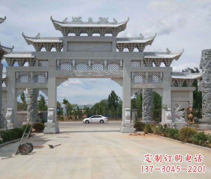 宁夏精美大型村口牌坊石雕