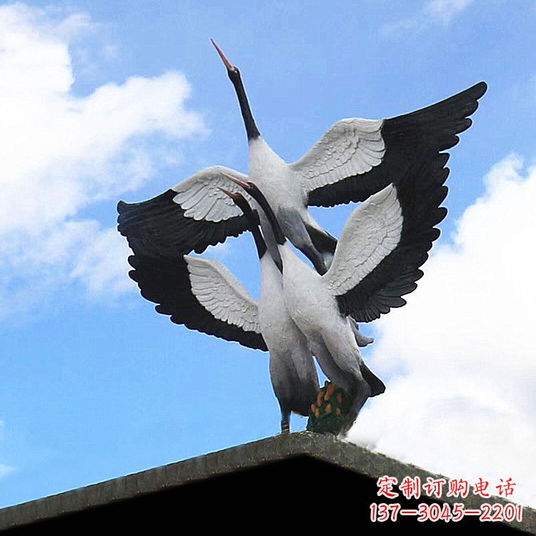 宁夏仙鹤玻璃钢景观动物雕塑