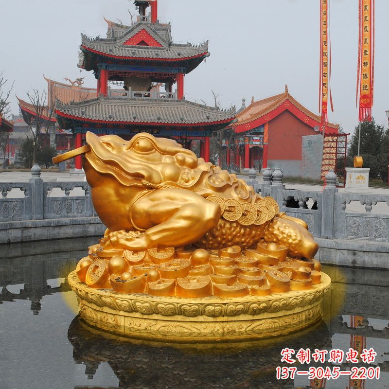 宁夏大型鎏金金蟾景区水景神兽动物雕塑