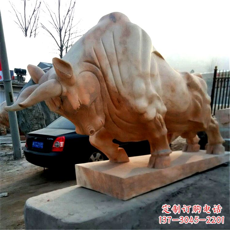 宁夏大型石雕开荒牛劲牛动物雕塑