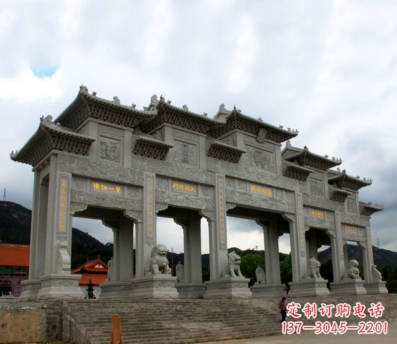 宁夏具有传统文化特色的大型五门石雕牌楼雕塑