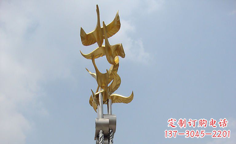 宁夏大雁不锈钢雕塑—梦想之羽