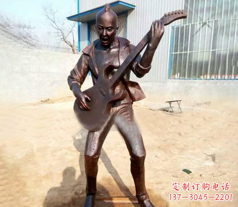 宁夏精致细腻的铜吉他雕塑