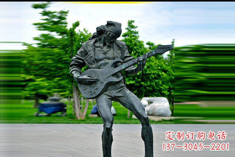 宁夏铜雕吉他景观雕塑