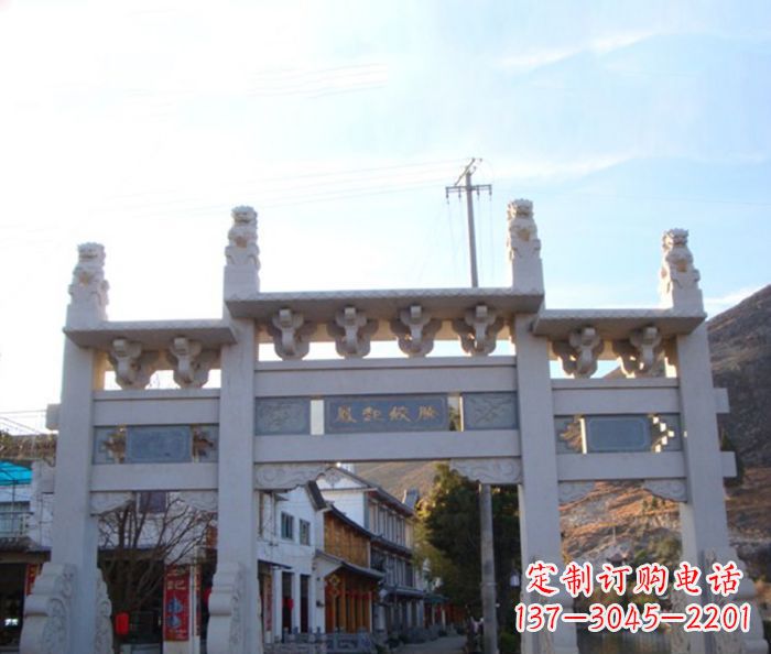宁夏领雕塑 - 三门石牌坊雕塑