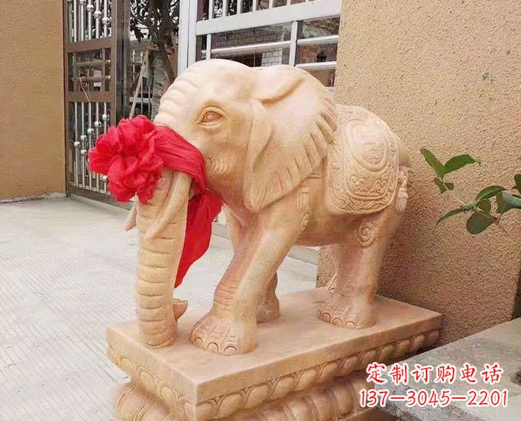 宁夏精心雕刻大象石雕