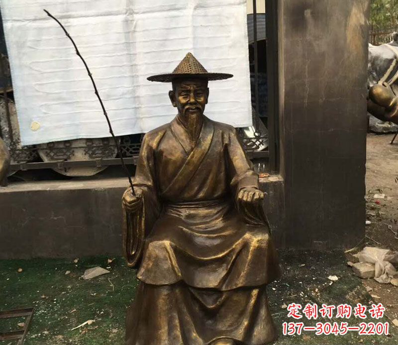 宁夏精美手工渔翁铜雕