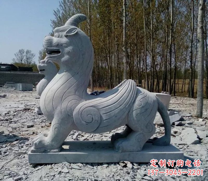宁夏独角兽雕塑,神兽石雕带你穿越回古老神话中