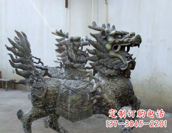 宁夏精致手工铜麒麟雕塑