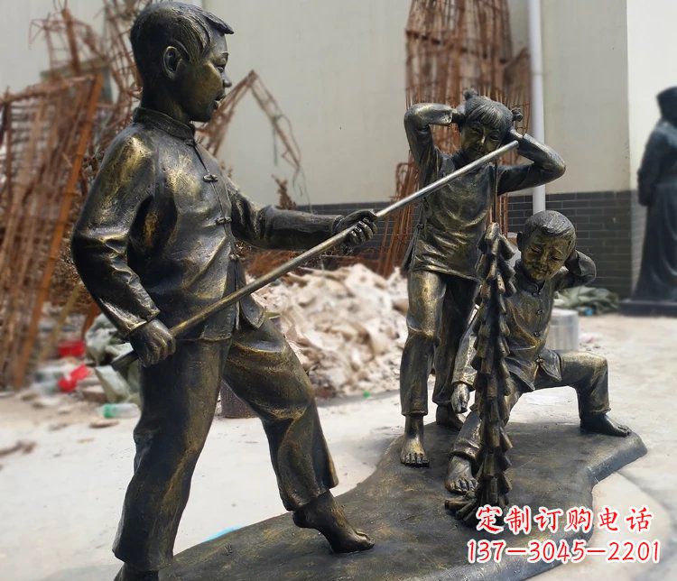 宁夏儿童放鞭炮庭院景观铜雕塑