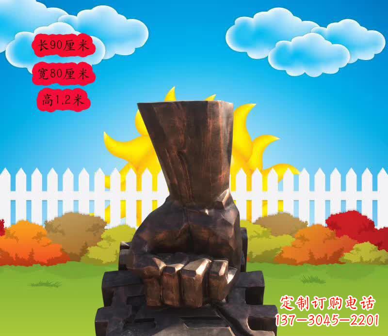 宁夏法治拳头铜雕