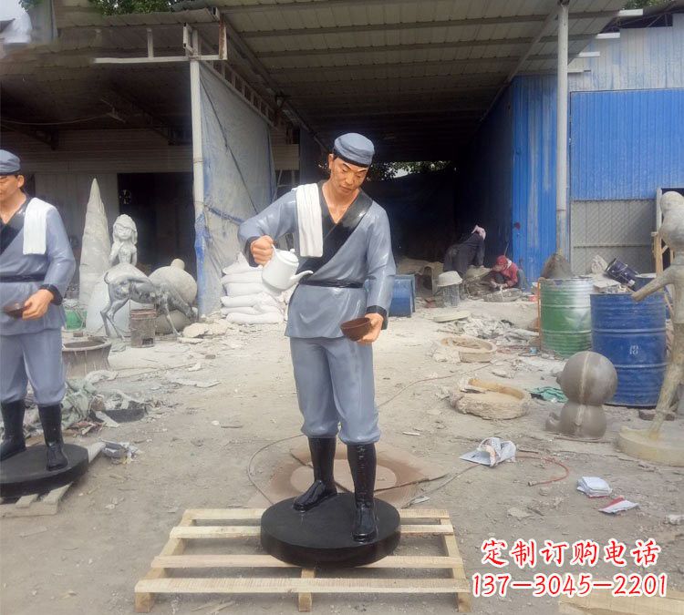 宁夏铝合金仿真店小二雕塑