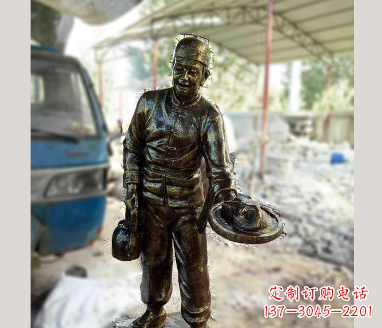 宁夏中领雕塑定制铜雕店小二雕塑