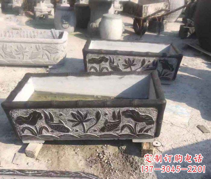 宁夏精美仿古石水缸雕塑