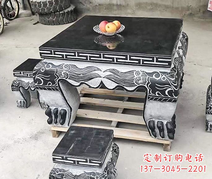宁夏中领雕塑方形仿古石桌凳