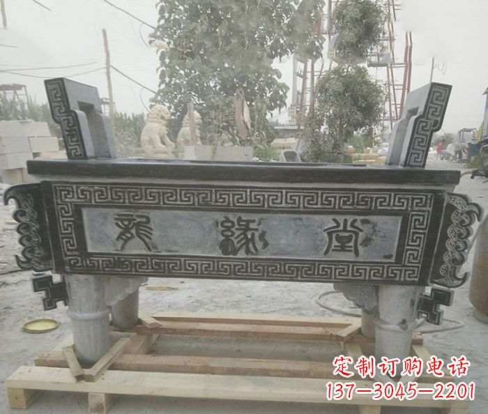 宁夏方形四足香炉石雕艺术品