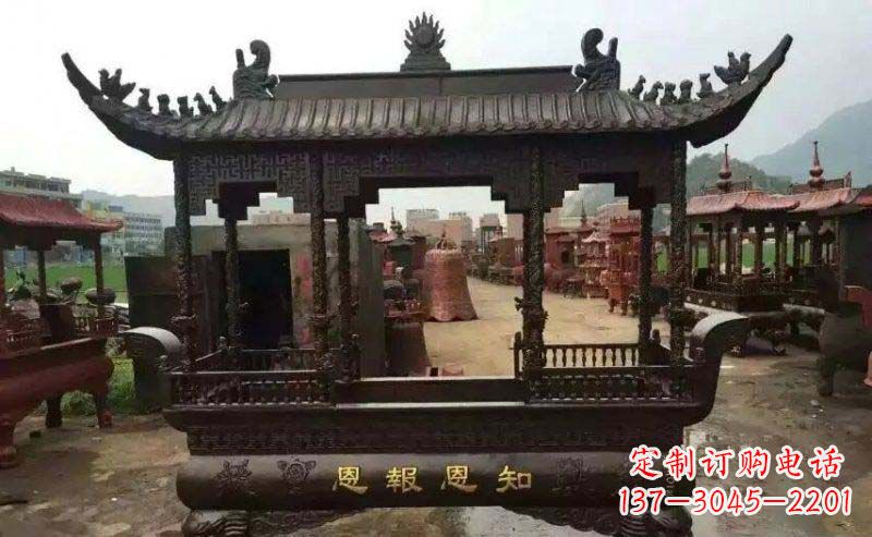 宁夏精美方形寺庙铜香炉雕塑