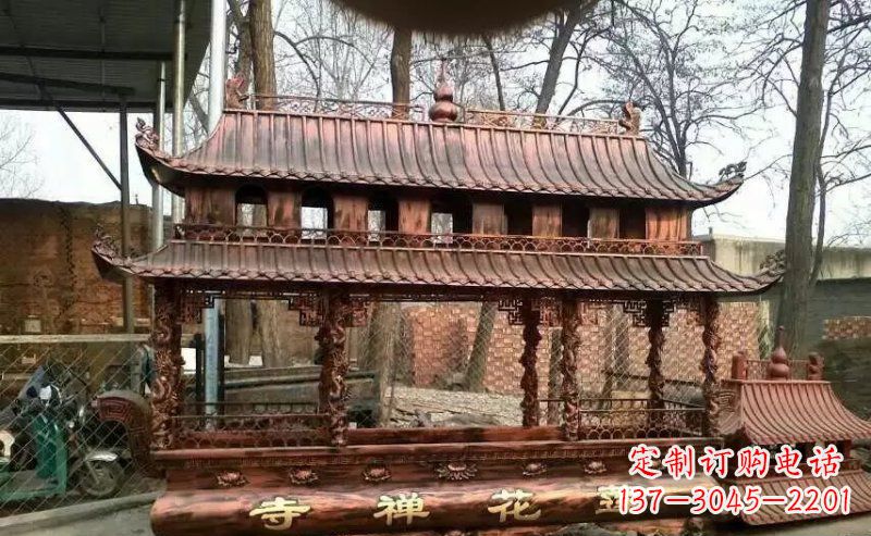 宁夏方形寺庙香炉铜雕
