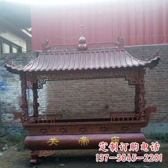 宁夏方形香炉铜雕塑,精美香炉雕塑