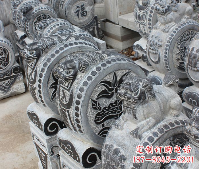 宁夏仿古抱鼓石招财石门墩 (2)