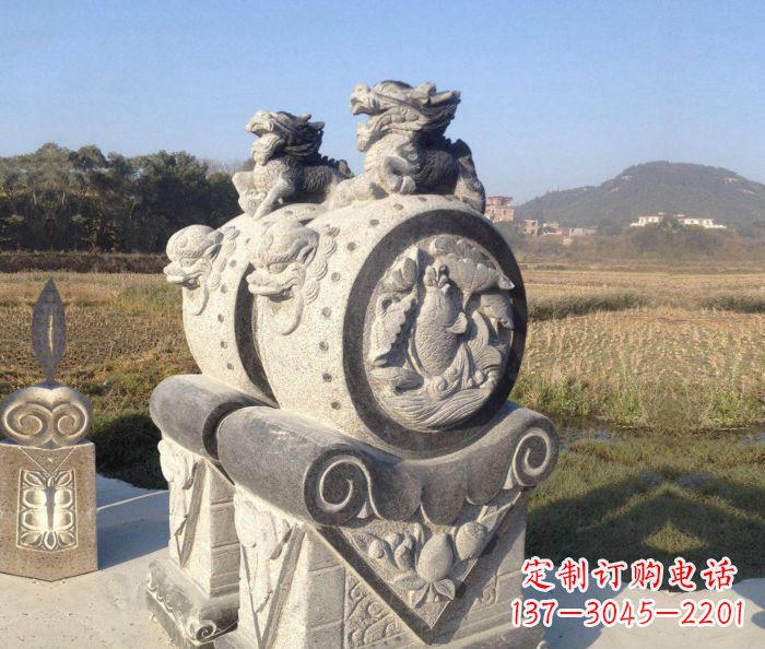 宁夏仿古抱鼓石镇宅石门墩 (4)