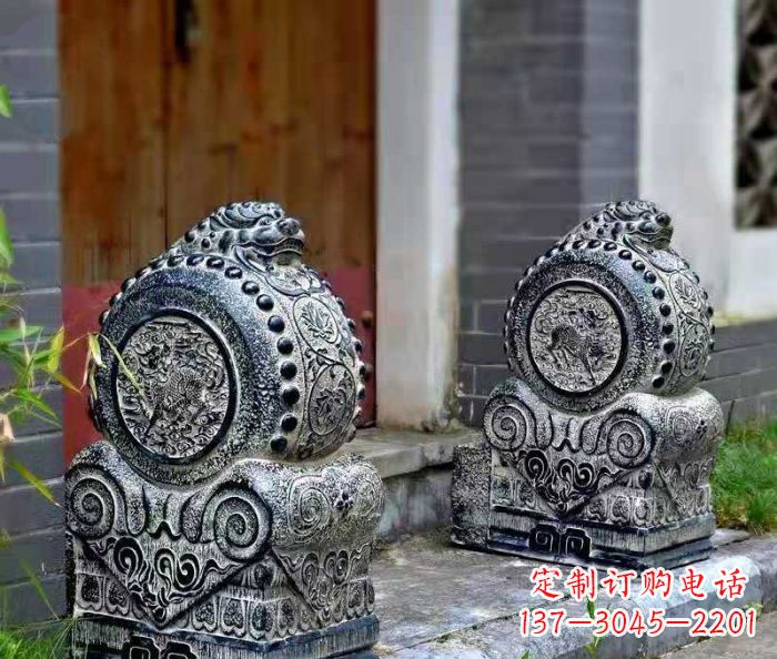 宁夏精美仿古抱鼓石门墩雕塑