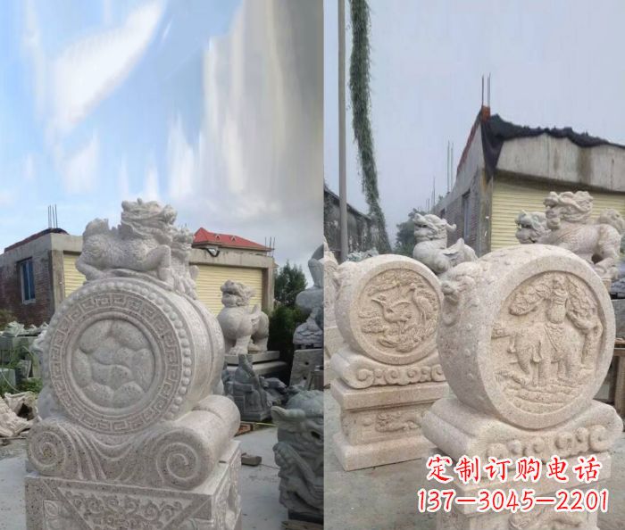 宁夏仿古抱鼓石门墩雕塑