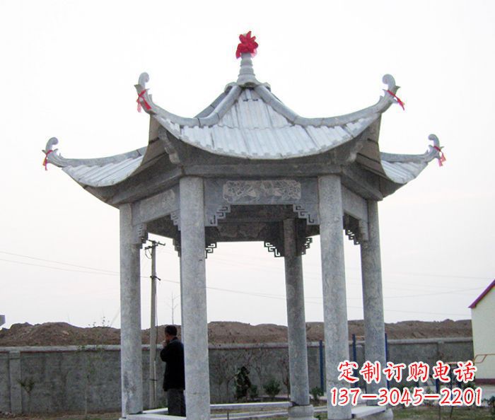 宁夏仿古六角石雕凉亭